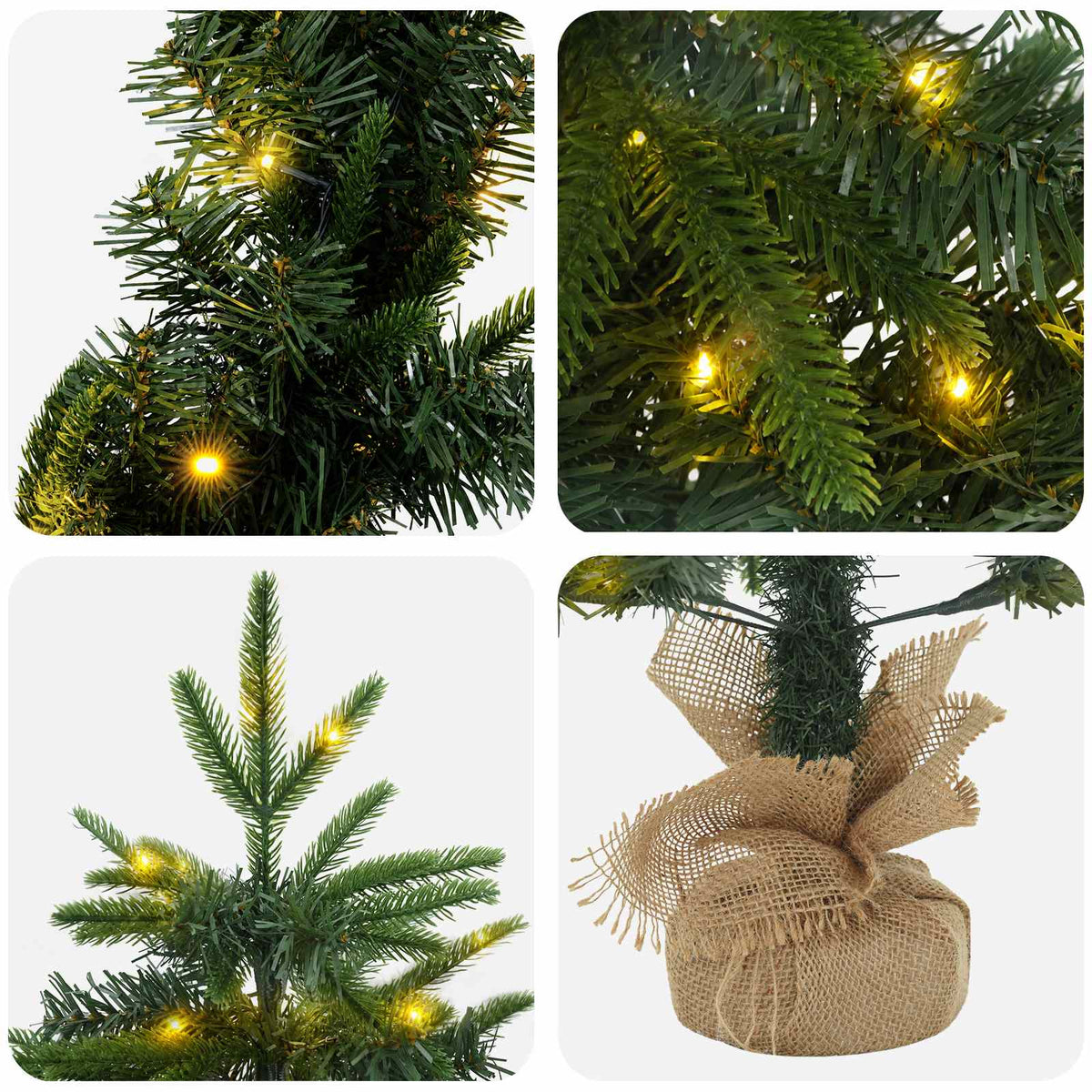 Mini božićno drvce 90 cm 175 LED lampica Topla bijela PVC i PE
