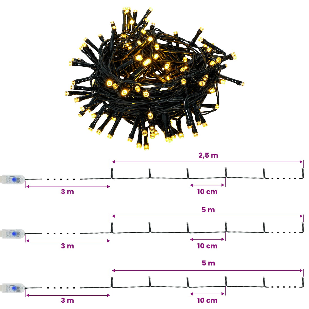Mini božićno drvce 90 cm 175 LED lampica Topla bijela PVC i PE