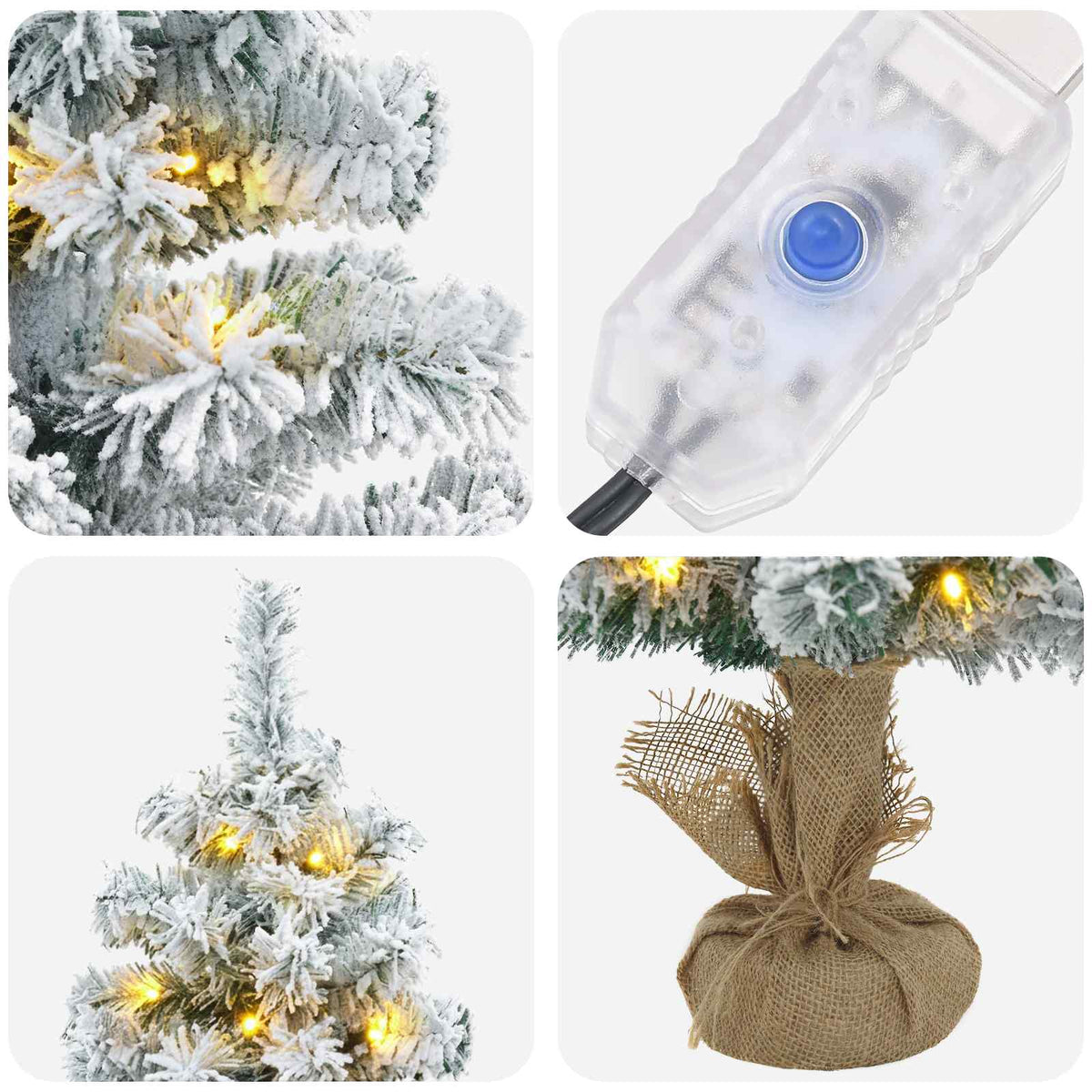 Mini božićno drvce 45 cm 25 LED lampica Topla bijela PVC