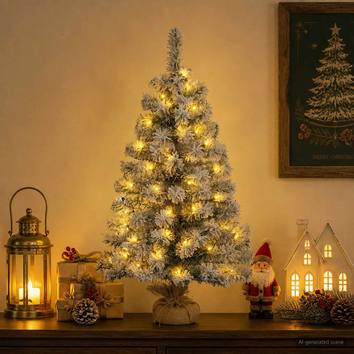 Mini božićno drvce 45 cm 25 LED lampica Topla bijela PVC