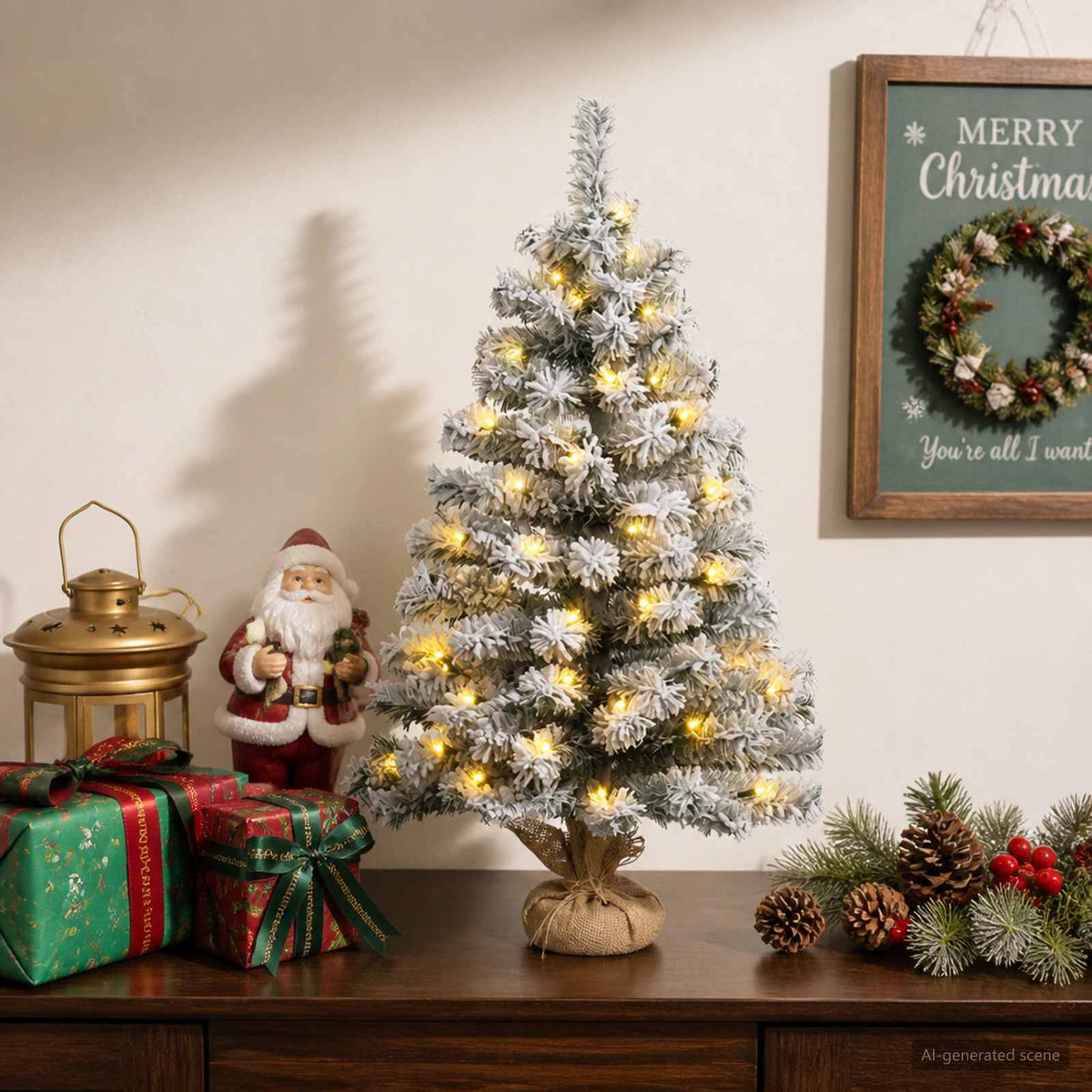 Mini božićno drvce 45 cm 25 LED lampica Topla bijela PVC