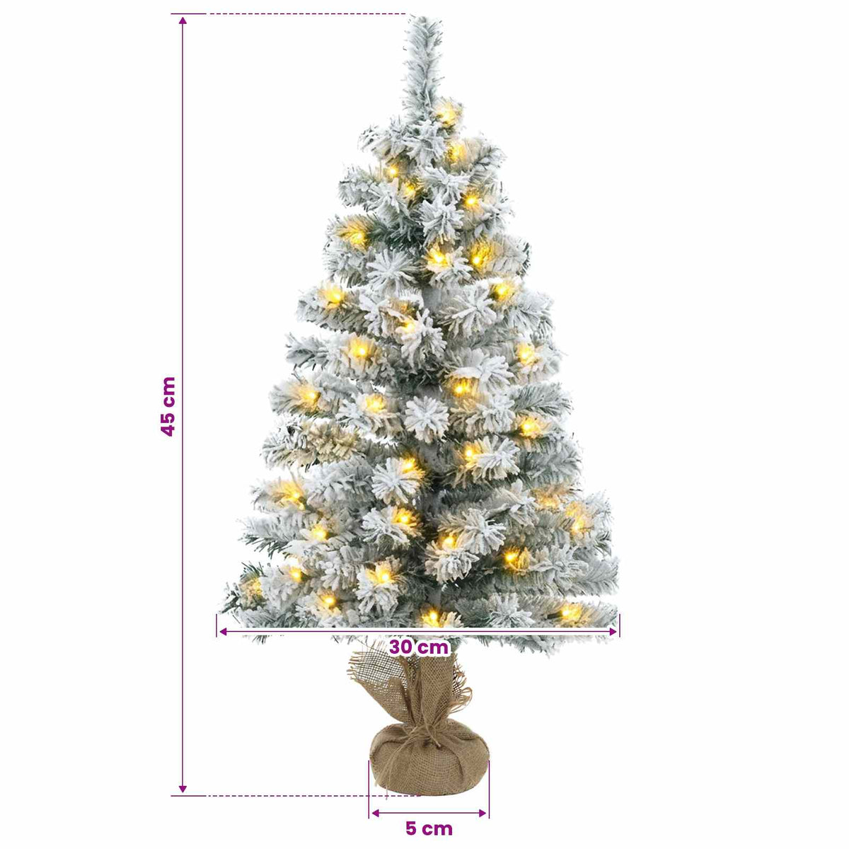 Mini božićno drvce 45 cm 25 LED lampica Topla bijela PVC