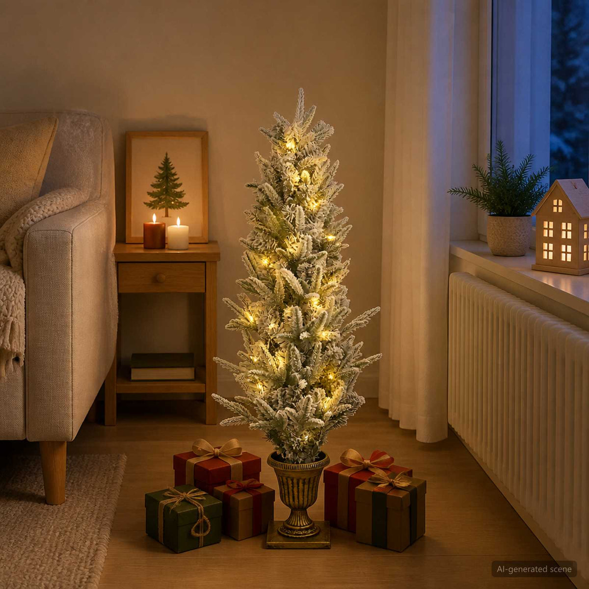 Mini božićno drvce 120 cm 100 LED lampica Topla bijela PVC i PE