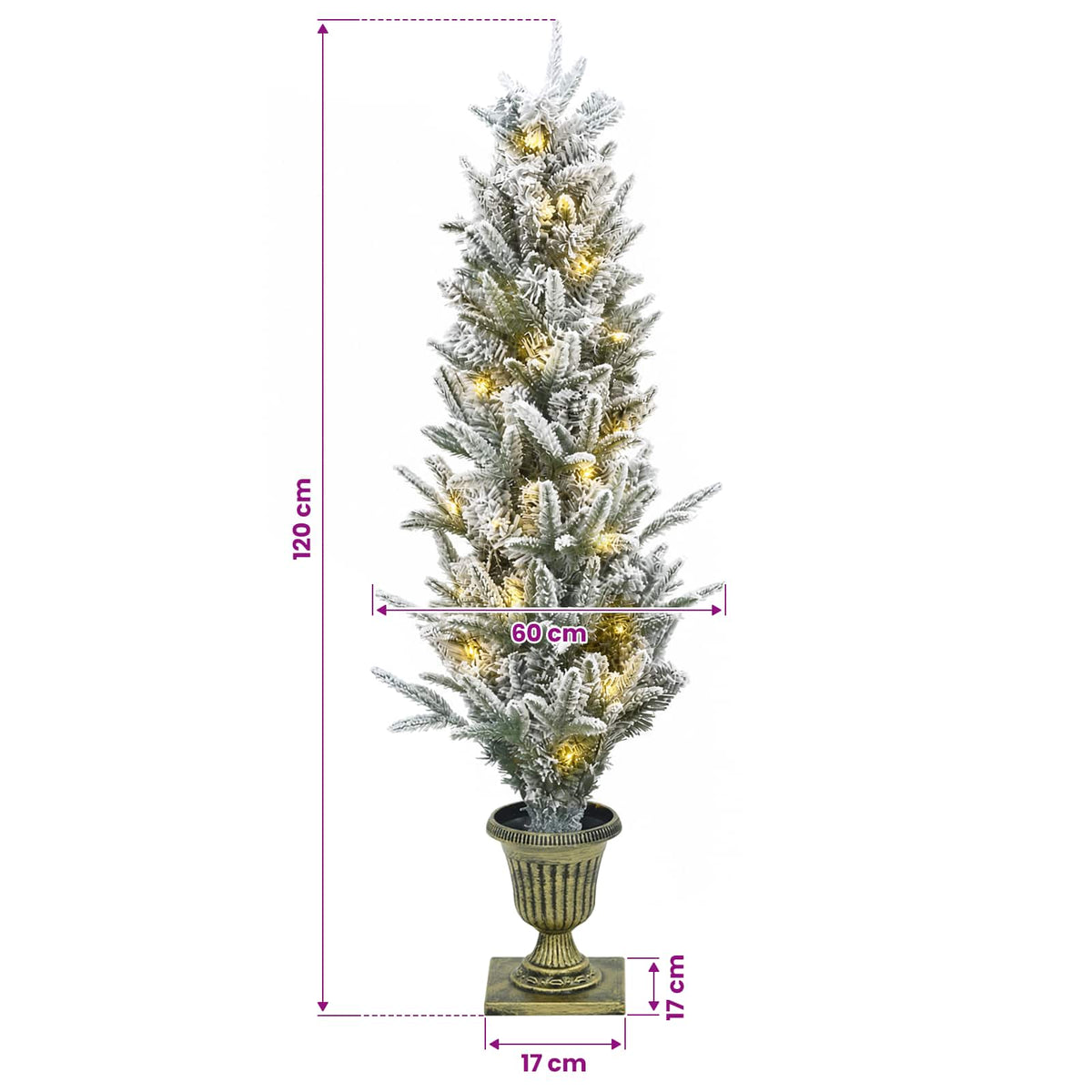 Mini božićno drvce 120 cm 100 LED lampica Topla bijela PVC i PE