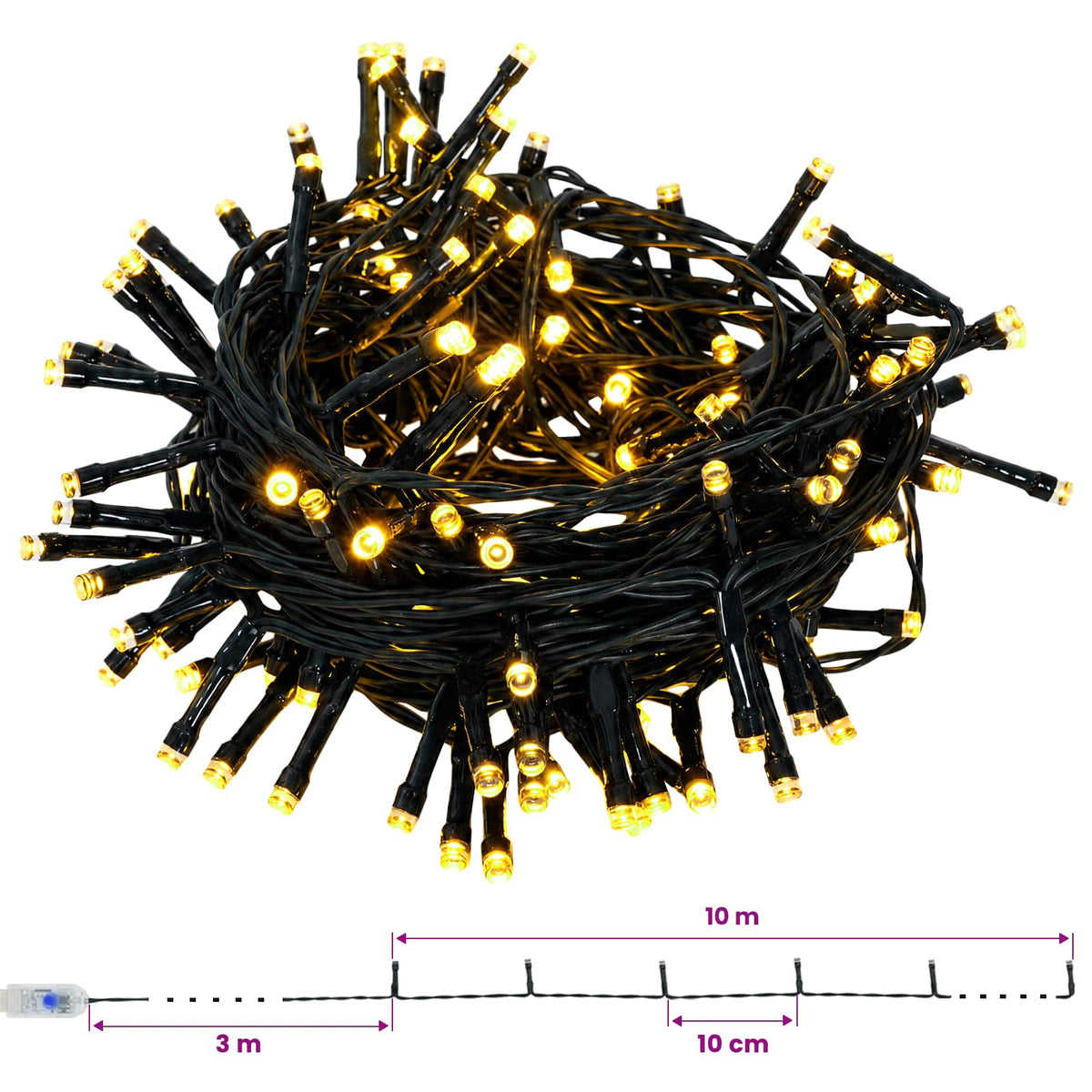 Mini božićno drvce 120 cm 100 LED lampica Topla bijela PVC i PE