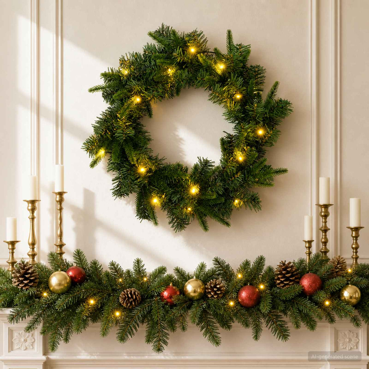 Božićni vijenac Zelena Ø 50 cm PVC i PE 25 LED lampica