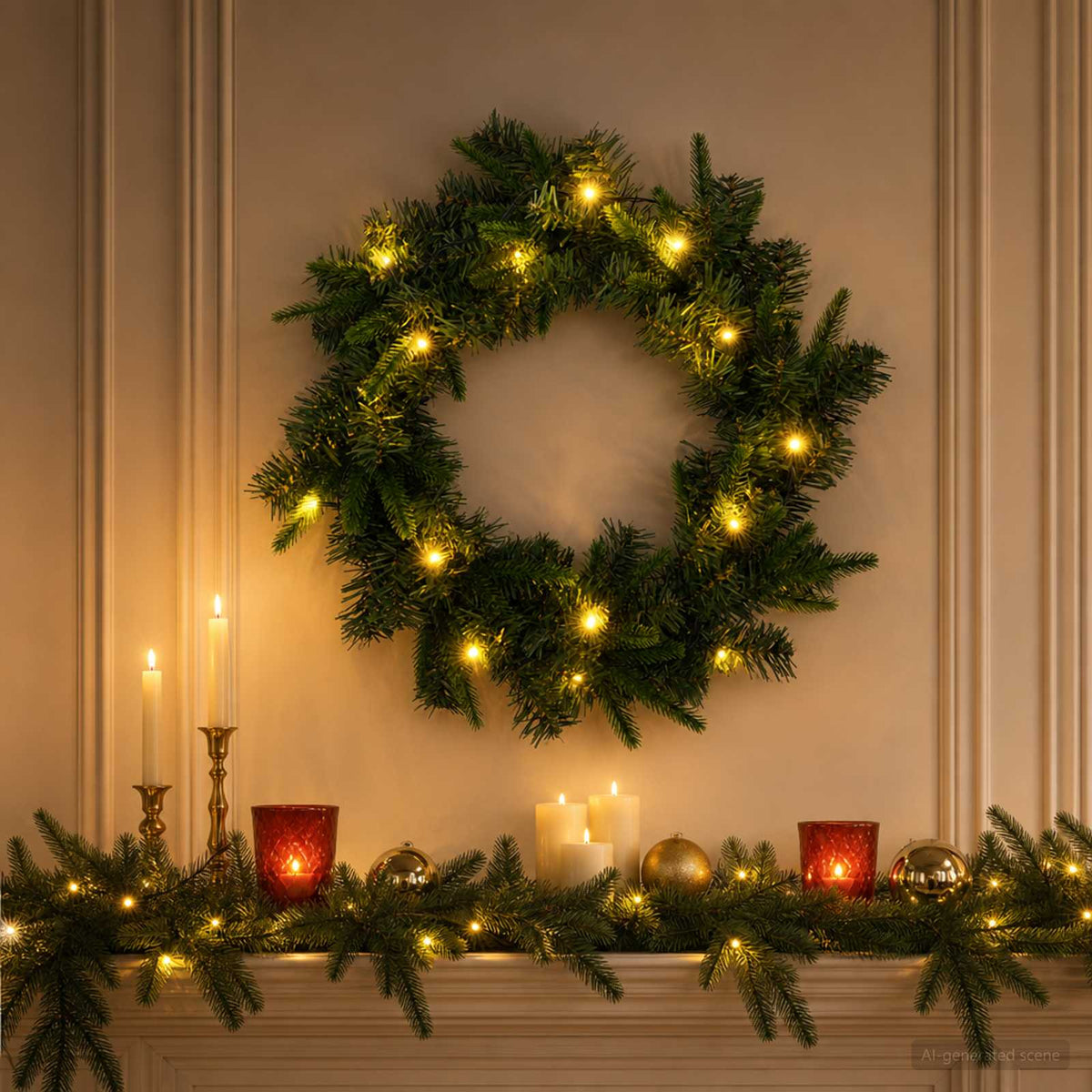 Božićni vijenac Zelena Ø 50 cm PVC i PE 25 LED lampica