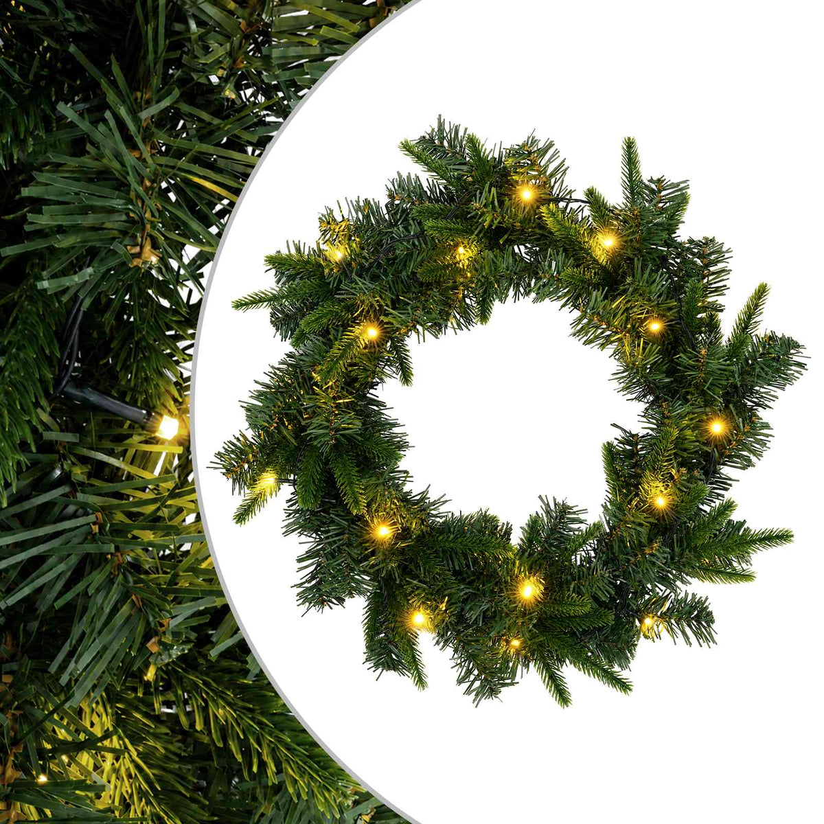 Božićni vijenac Zelena Ø 50 cm PVC i PE 25 LED lampica