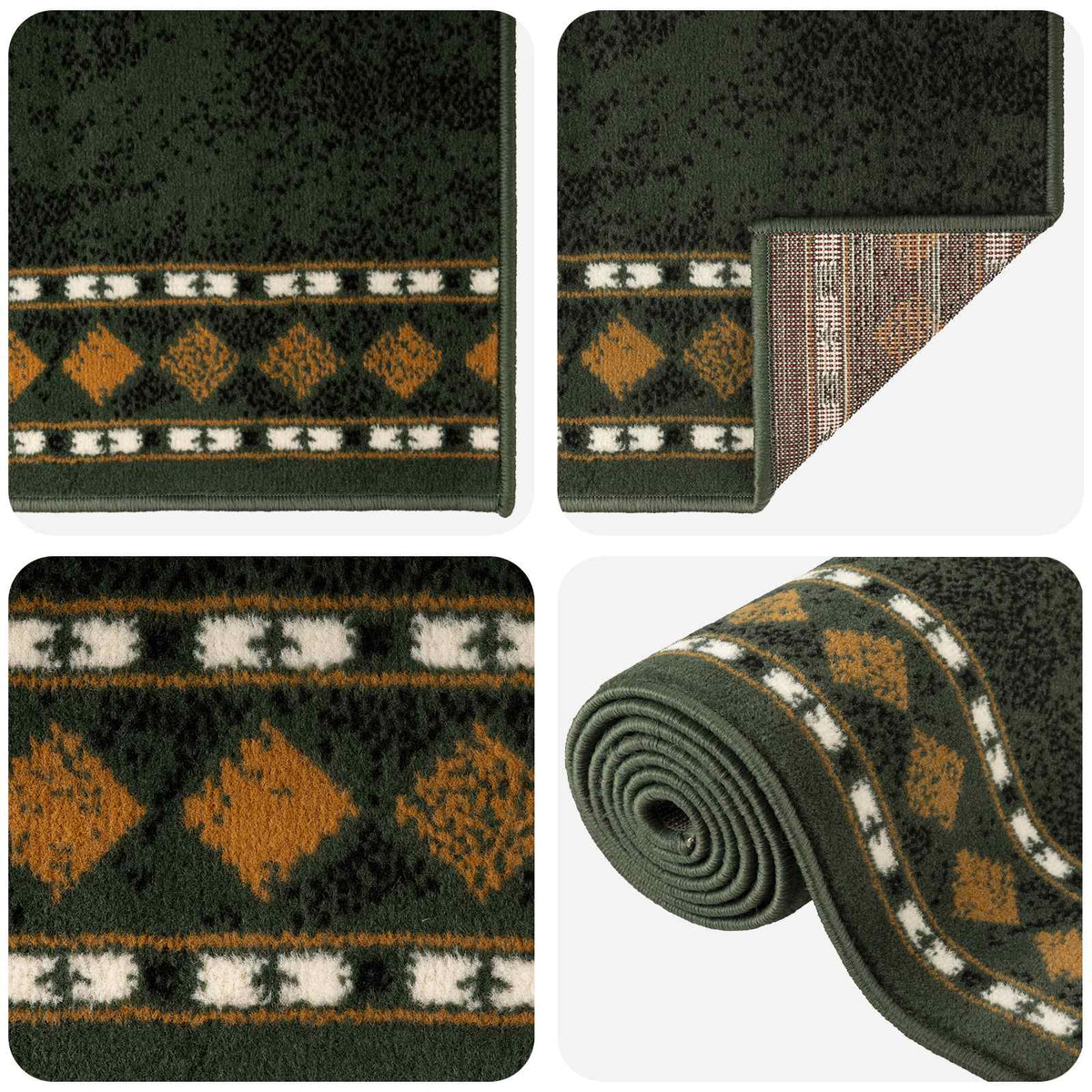 Trkački tepih FLORNES Tkani Zelena Dijamanti 80 x 300 cm PP