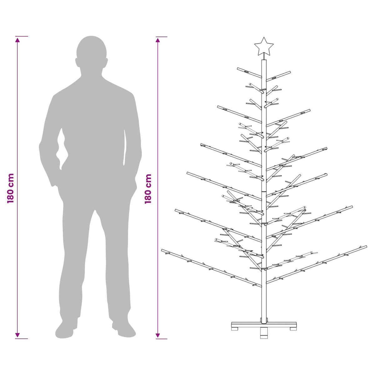Drveno božićno drvce 180 cm Bambus i masivna borovina