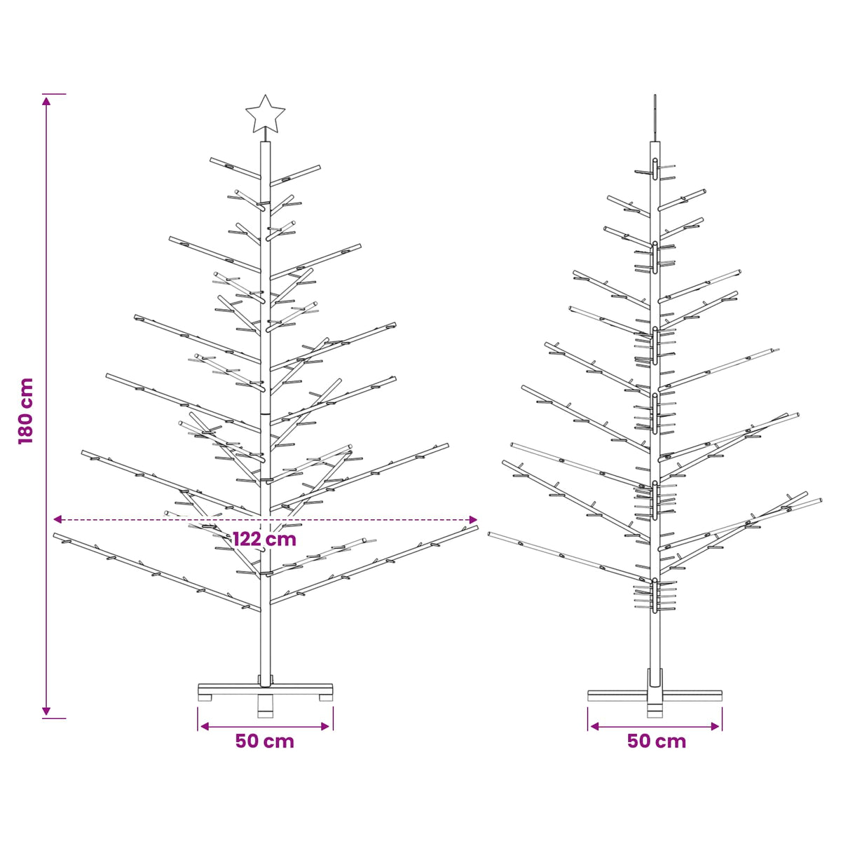 Drveno božićno drvce 180 cm Bambus i masivna borovina