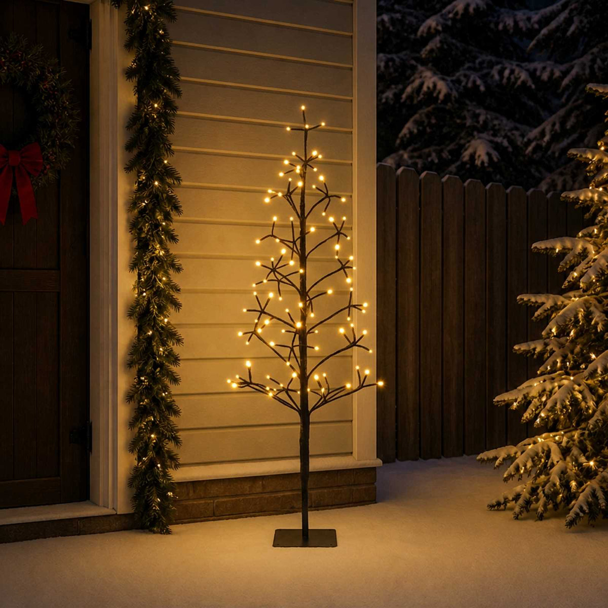 LED božićno drvce Bijela Čelik 196 LED lampica