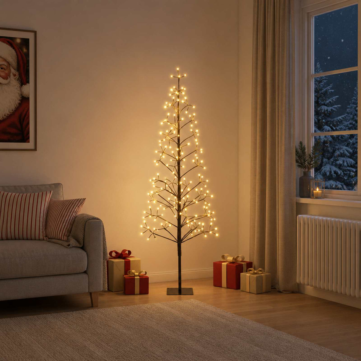 LED božićno drvce Bijela Čelik 196 LED lampica