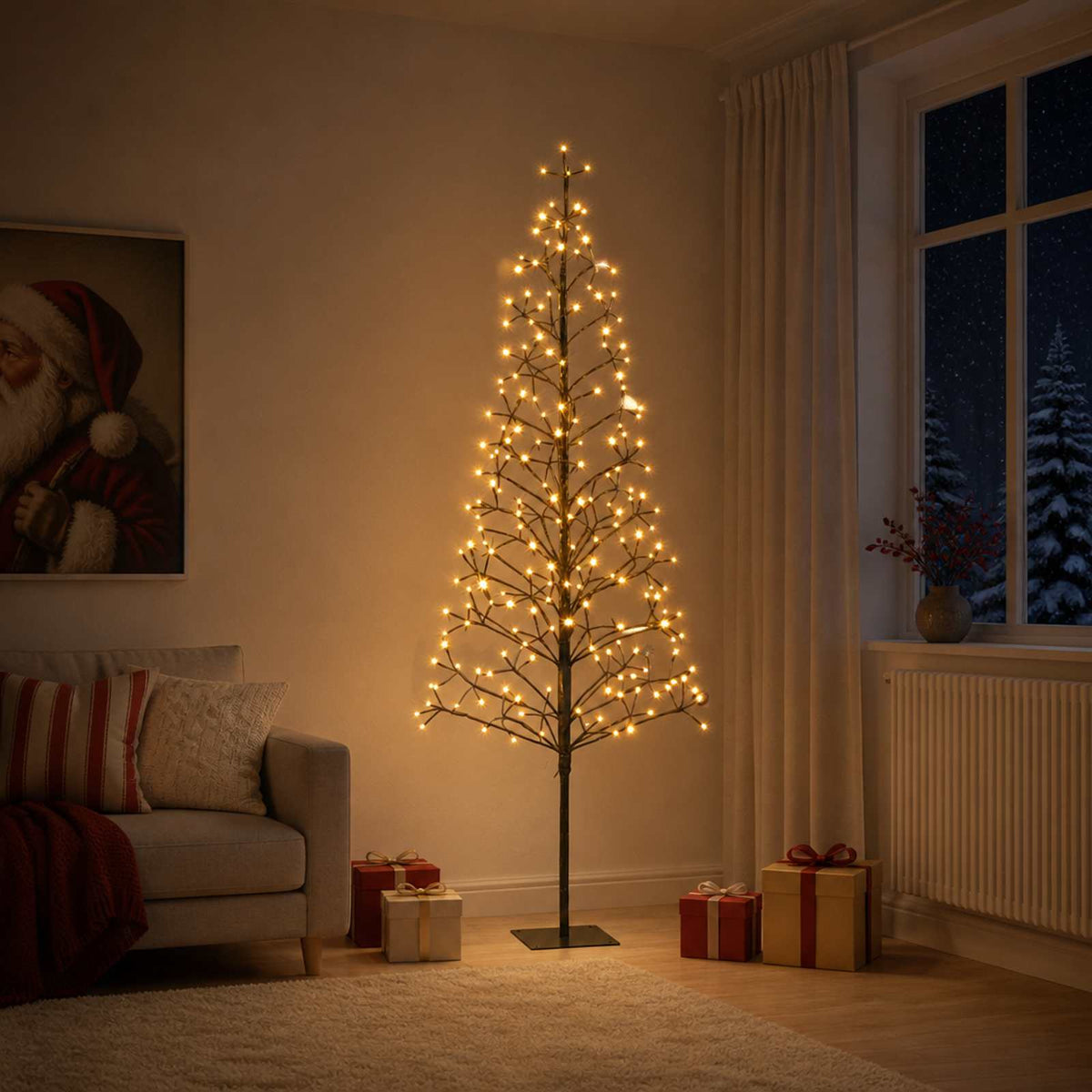 LED božićno drvce Bijela Čelik 196 LED lampica