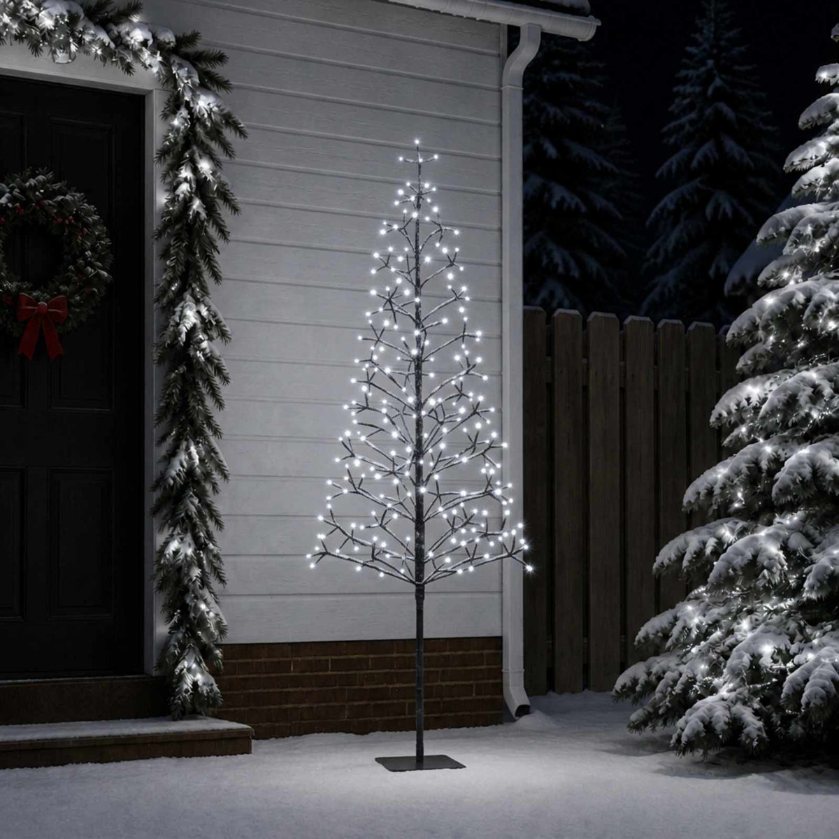LED božićno drvce Bijela Čelik 196 LED lampica