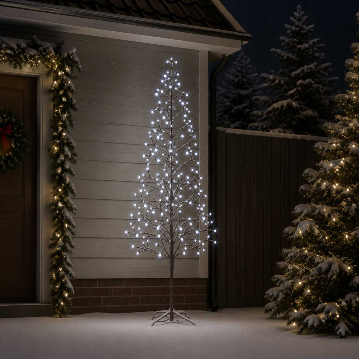 LED božićno drvce Bijela Čelik 196 LED lampica
