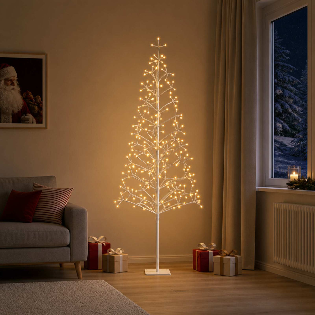 LED božićno drvce Bijela Čelik 196 LED lampica