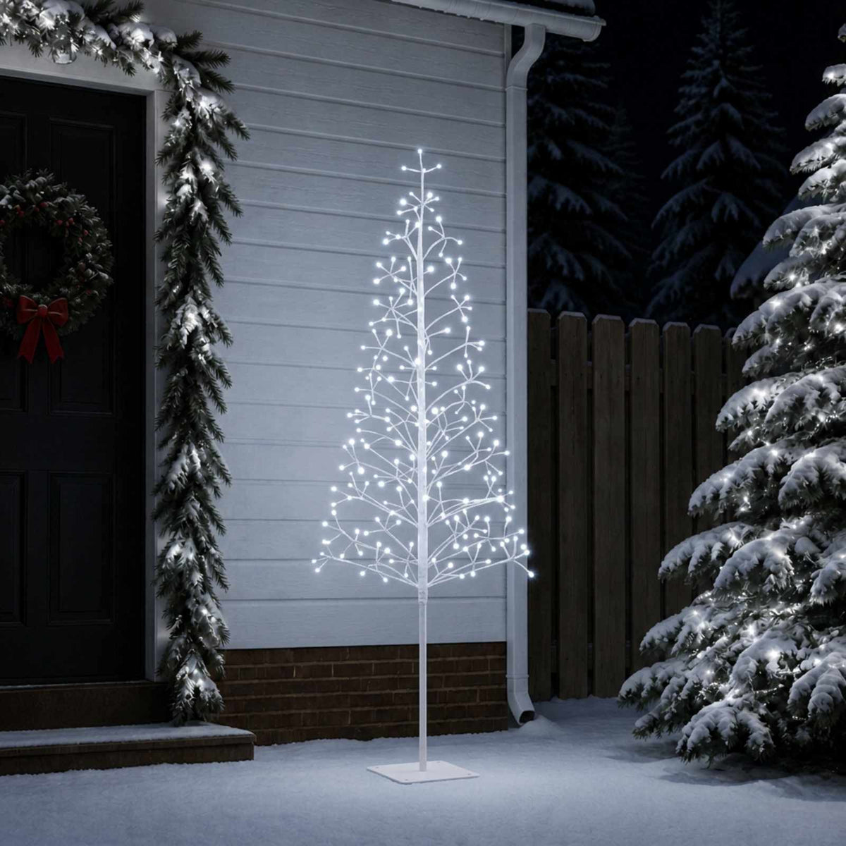 LED božićno drvce Bijela Čelik 196 LED lampica