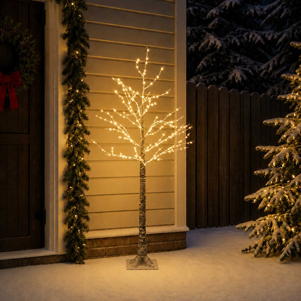 Snježno LED božićno drvce Smeđa 22 x 22 x 120 cm Plastika