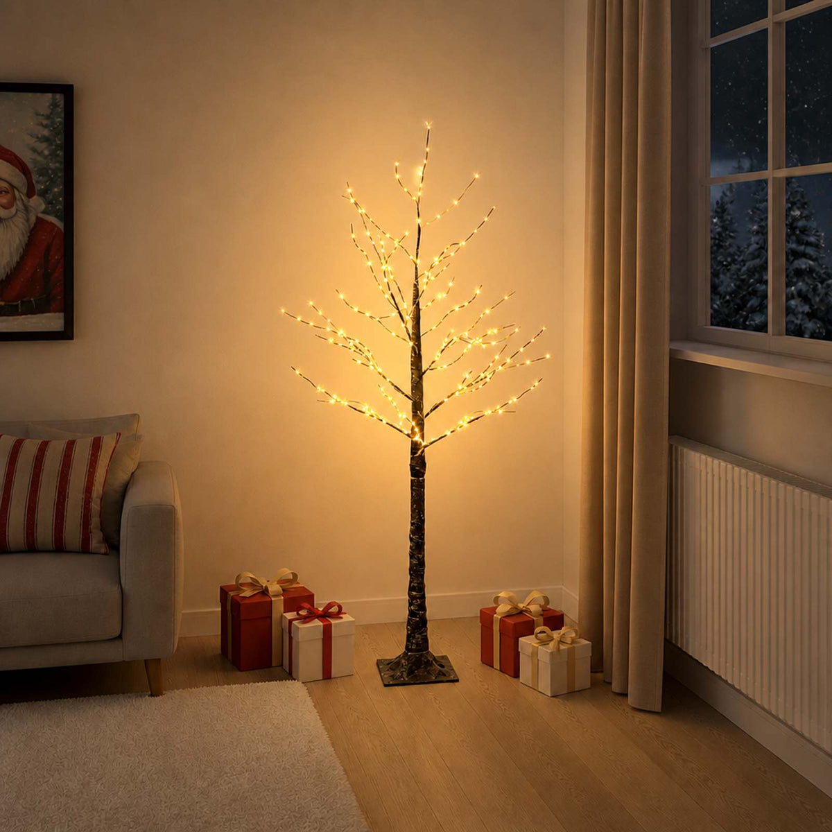 Snježno LED božićno drvce Smeđa 22 x 22 x 120 cm Plastika