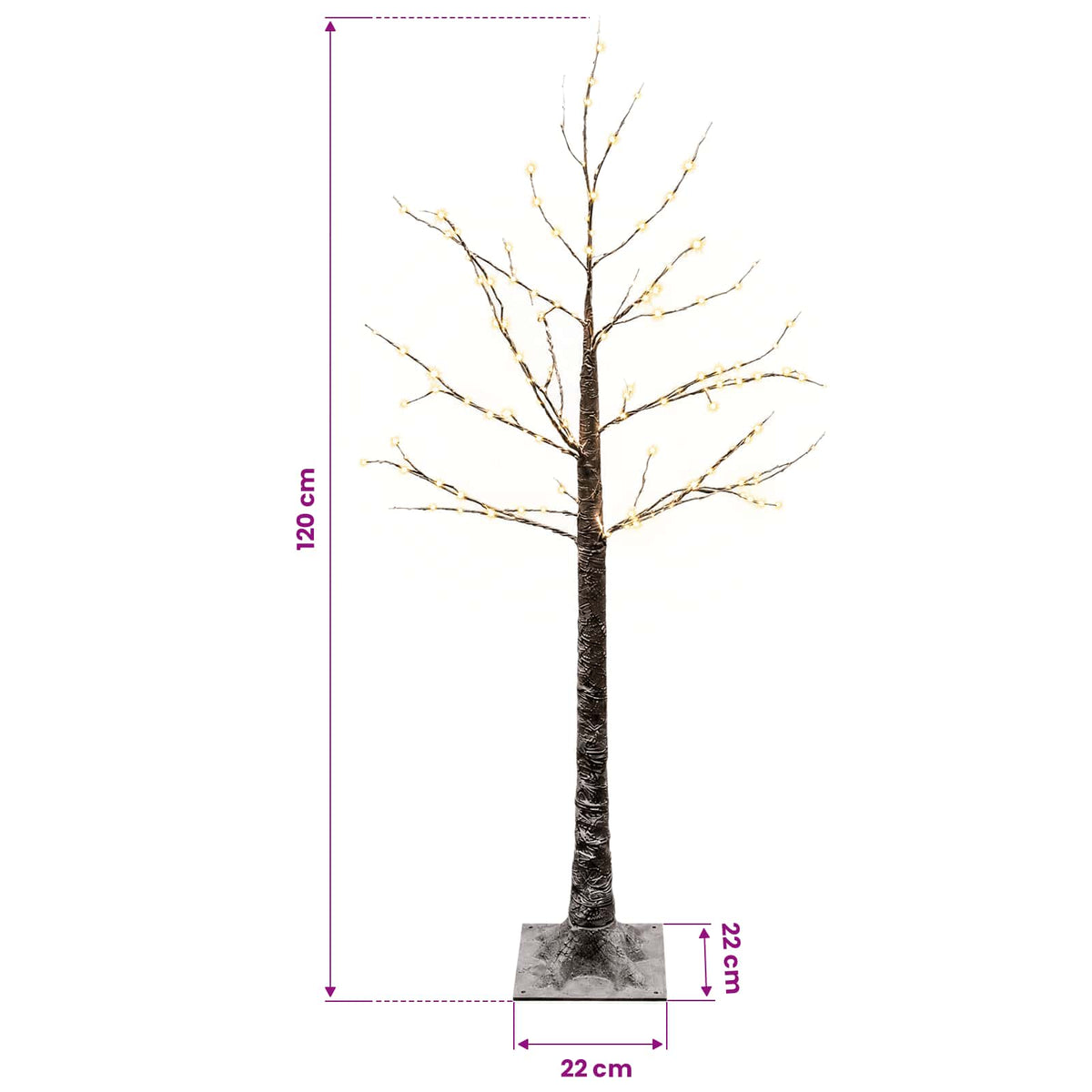 Snježno LED božićno drvce Smeđa 22 x 22 x 120 cm Plastika