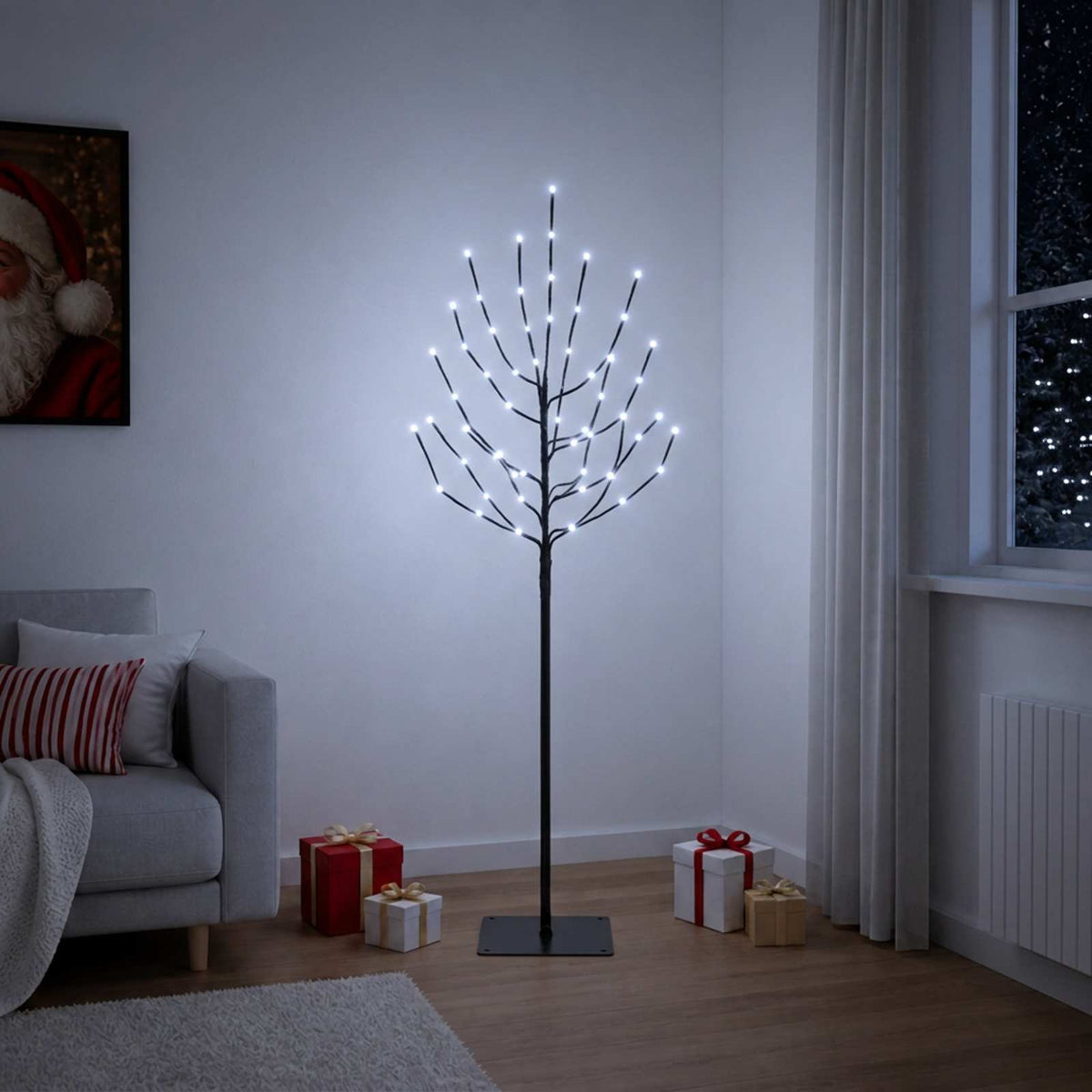 LED božićno drvce Crna 47 x 210 cm Čelik 180 LED lampica