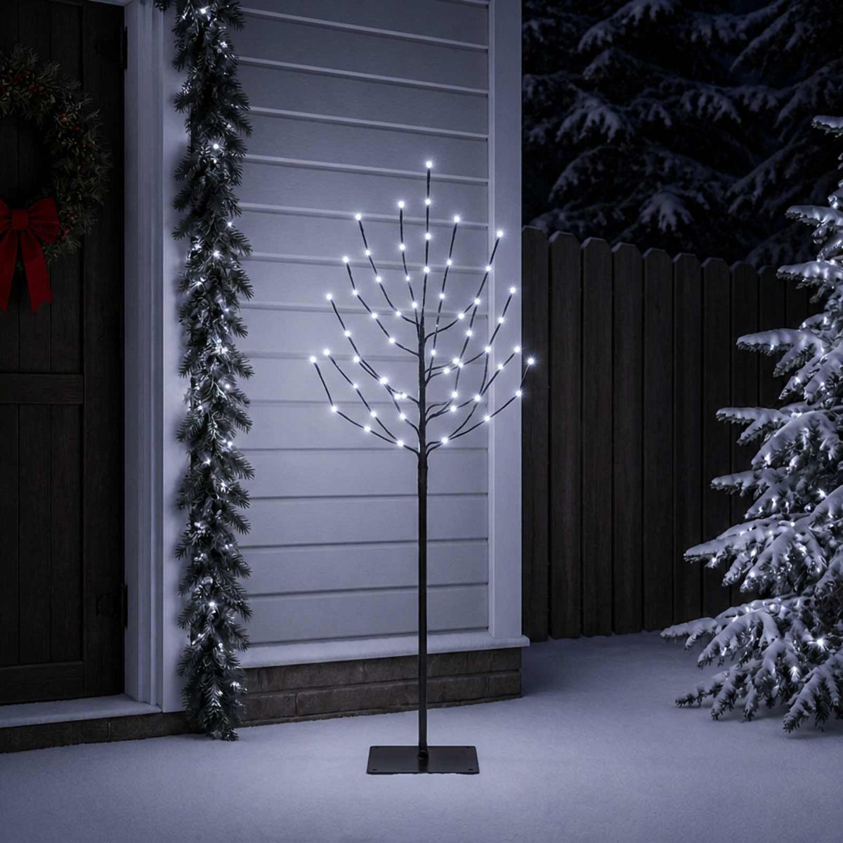 LED božićno drvce Crna 47 x 210 cm Čelik 180 LED lampica