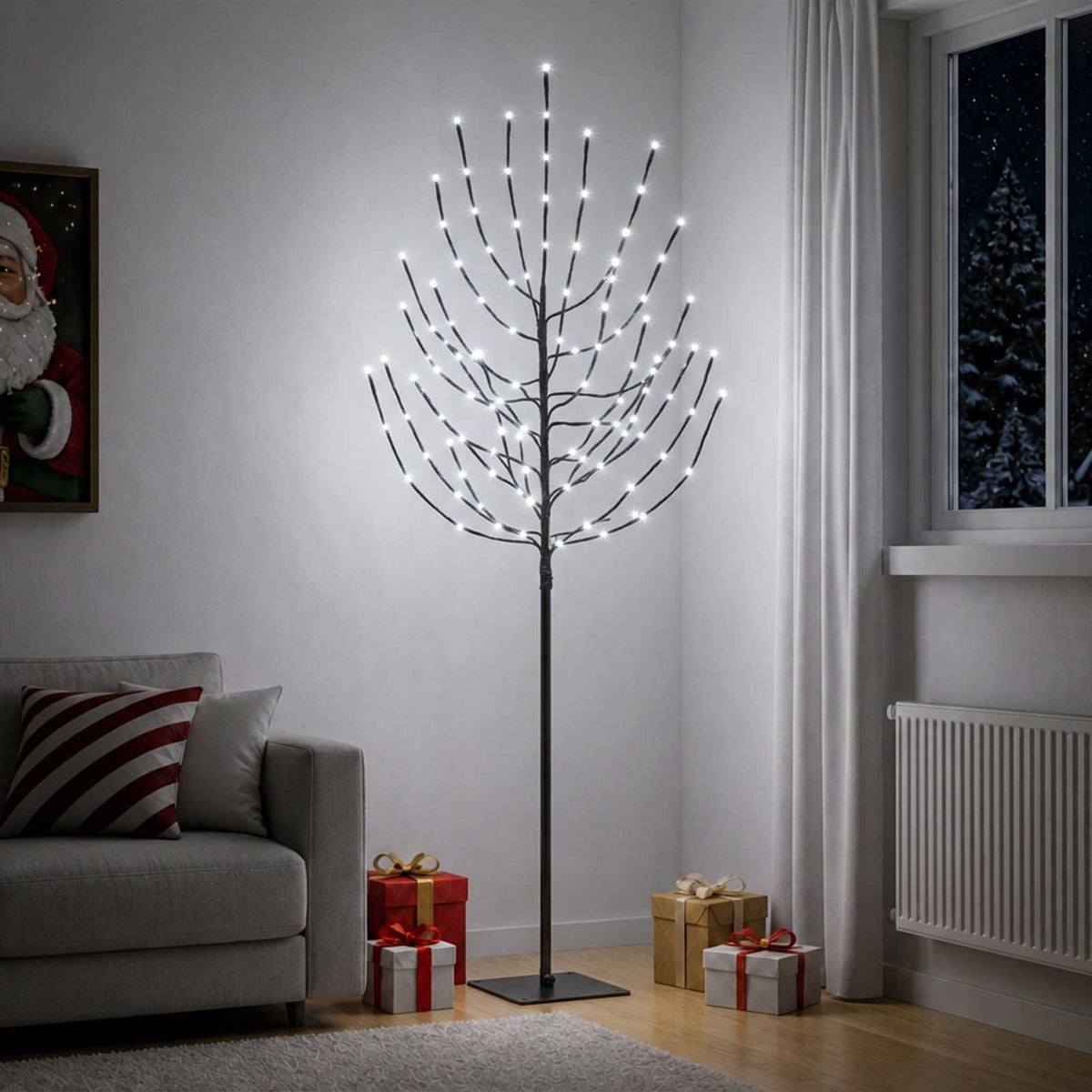 LED božićno drvce Crna 47 x 210 cm Čelik 180 LED lampica