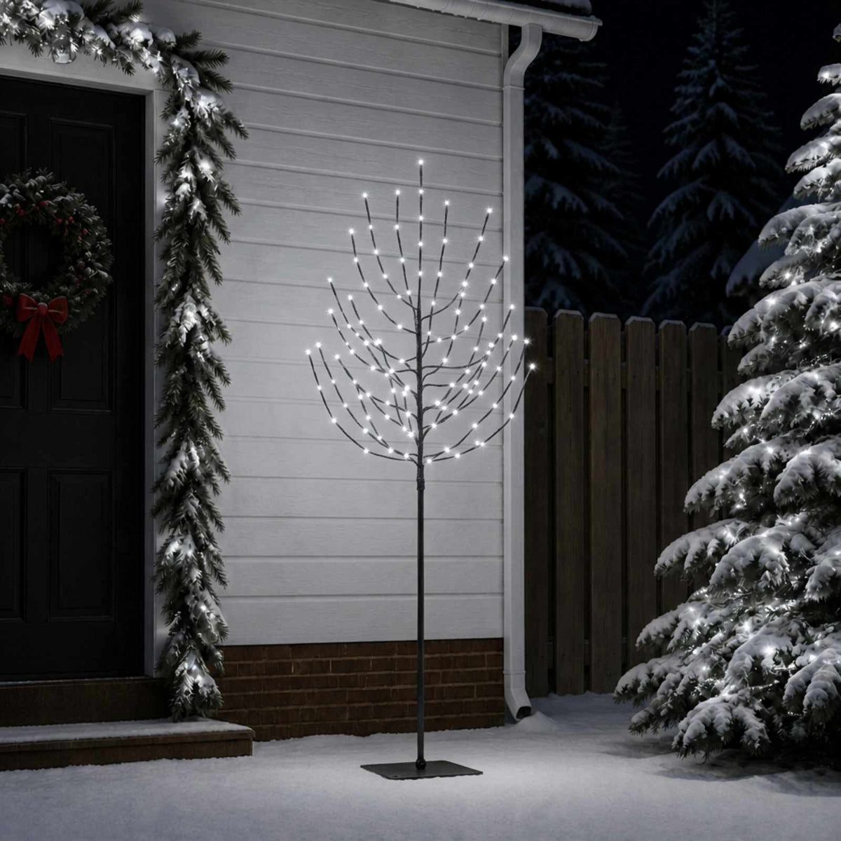 LED božićno drvce Crna 47 x 210 cm Čelik 180 LED lampica