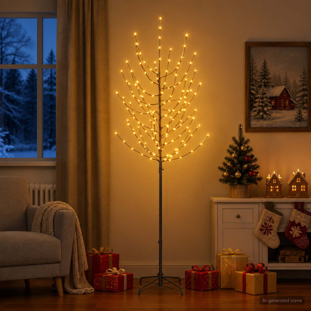 LED božićno drvce Crna 47 x 210 cm Čelik 180 LED lampica