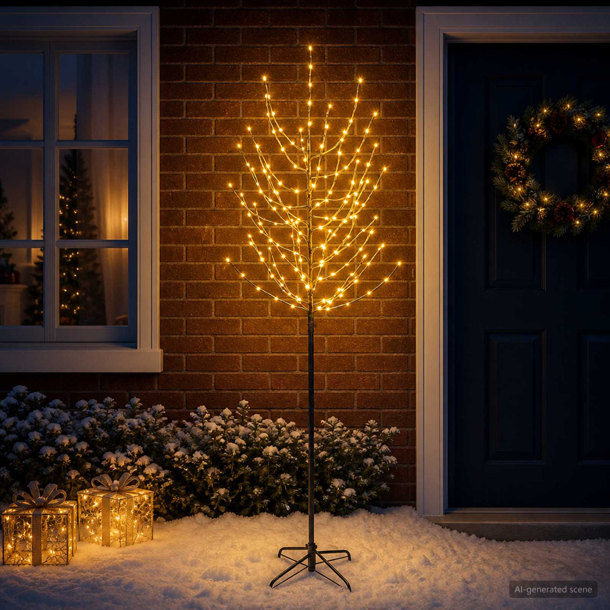 LED božićno drvce Crna 47 x 210 cm Čelik 180 LED lampica