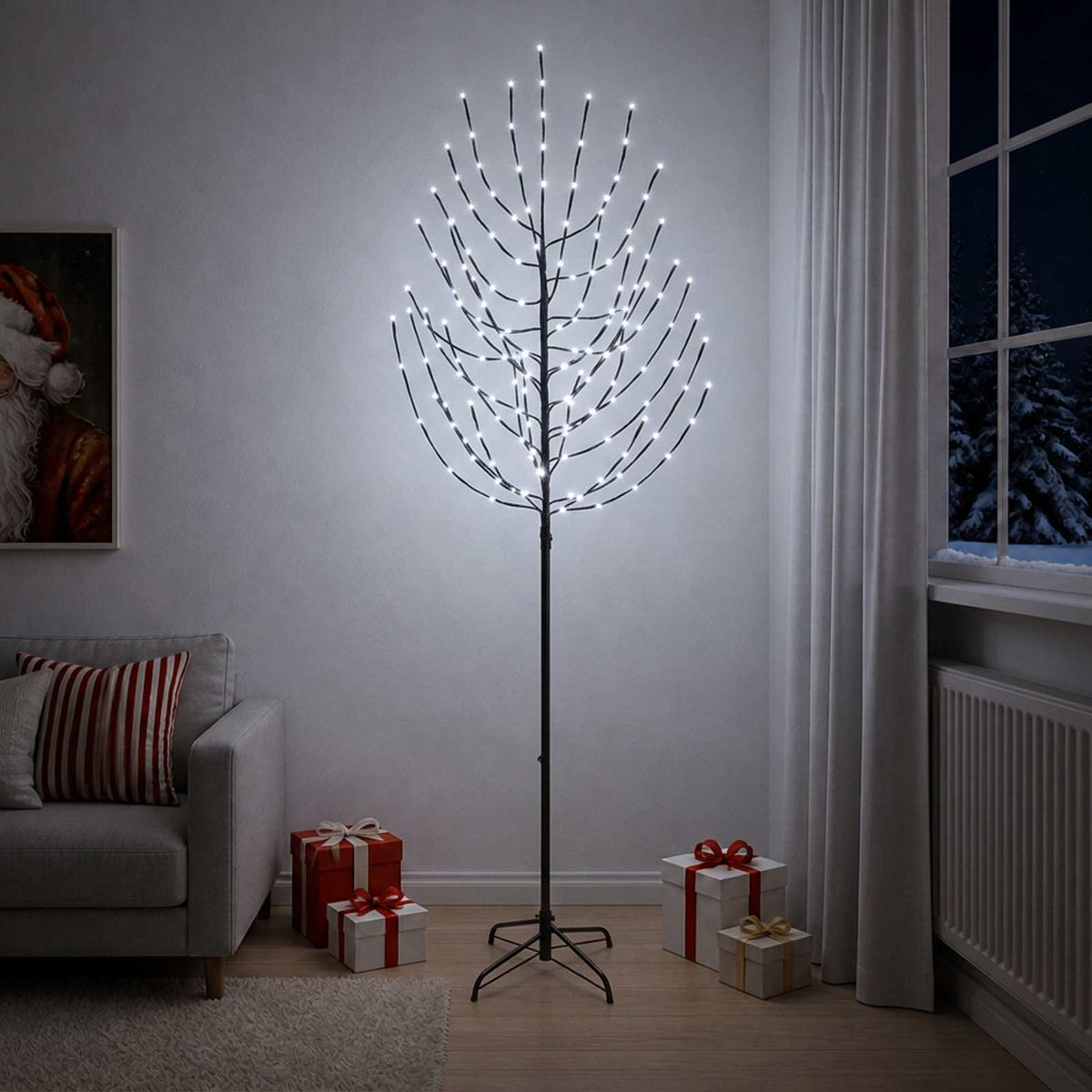 LED božićno drvce Crna 47 x 210 cm Čelik 180 LED lampica