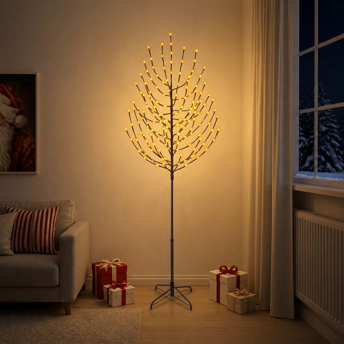 LED božićno drvce Crna 47 x 210 cm Čelik 180 LED lampica