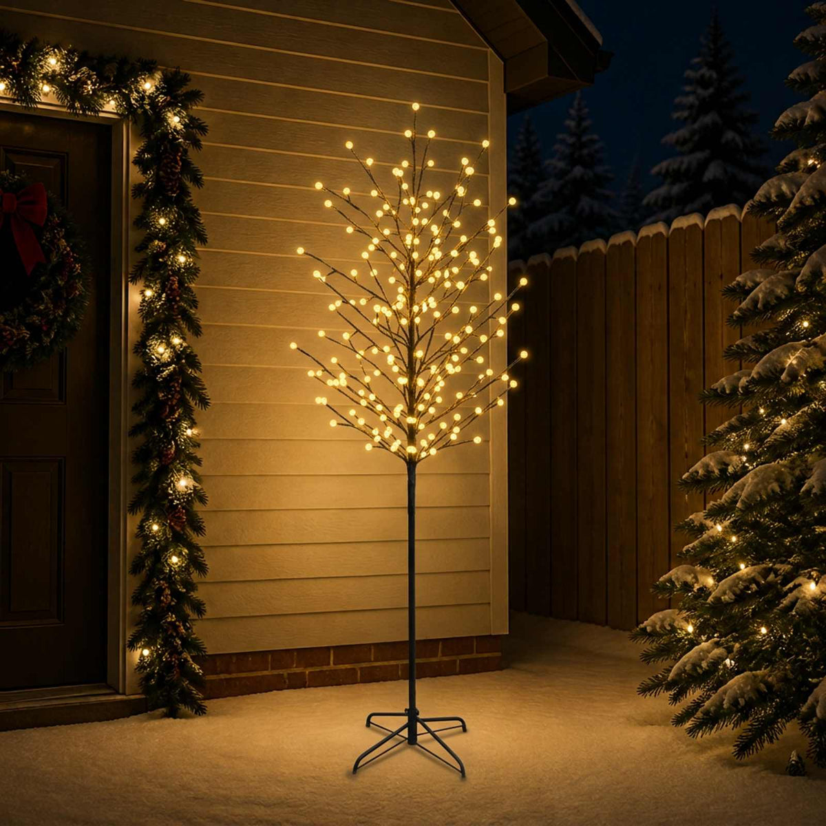LED božićno drvce s kuglama Crna 240 cm Čelik 280 LED lampica