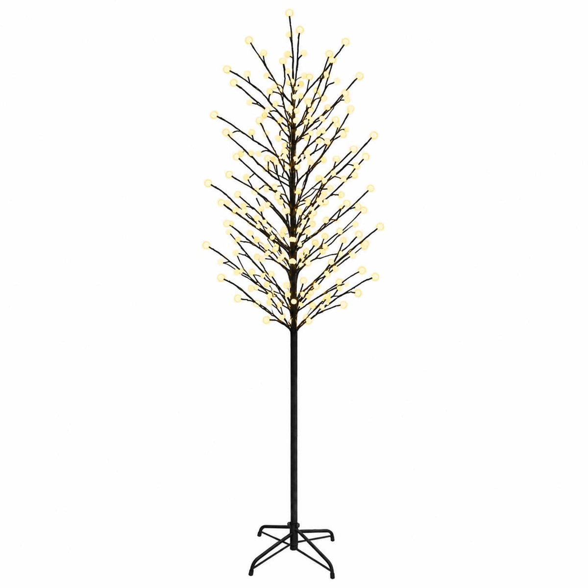LED božićno drvce s kuglama Crna 240 cm Čelik 280 LED lampica