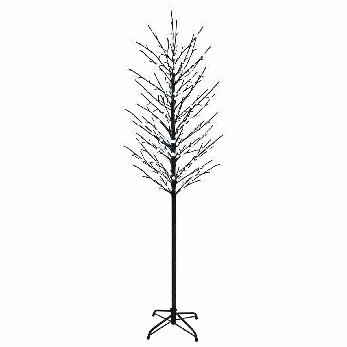 LED božićno drvce s kuglama Crna 240 cm Čelik 280 LED lampica