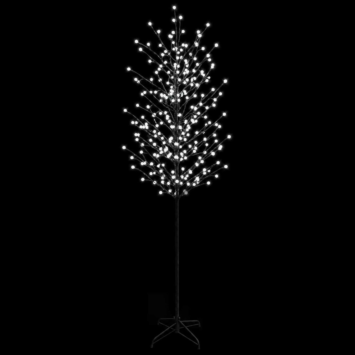 LED božićno drvce s kuglama Crna 240 cm Čelik 280 LED lampica