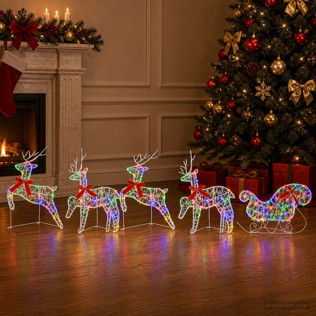Božićni sob sa sanjkama 100 LED lampica