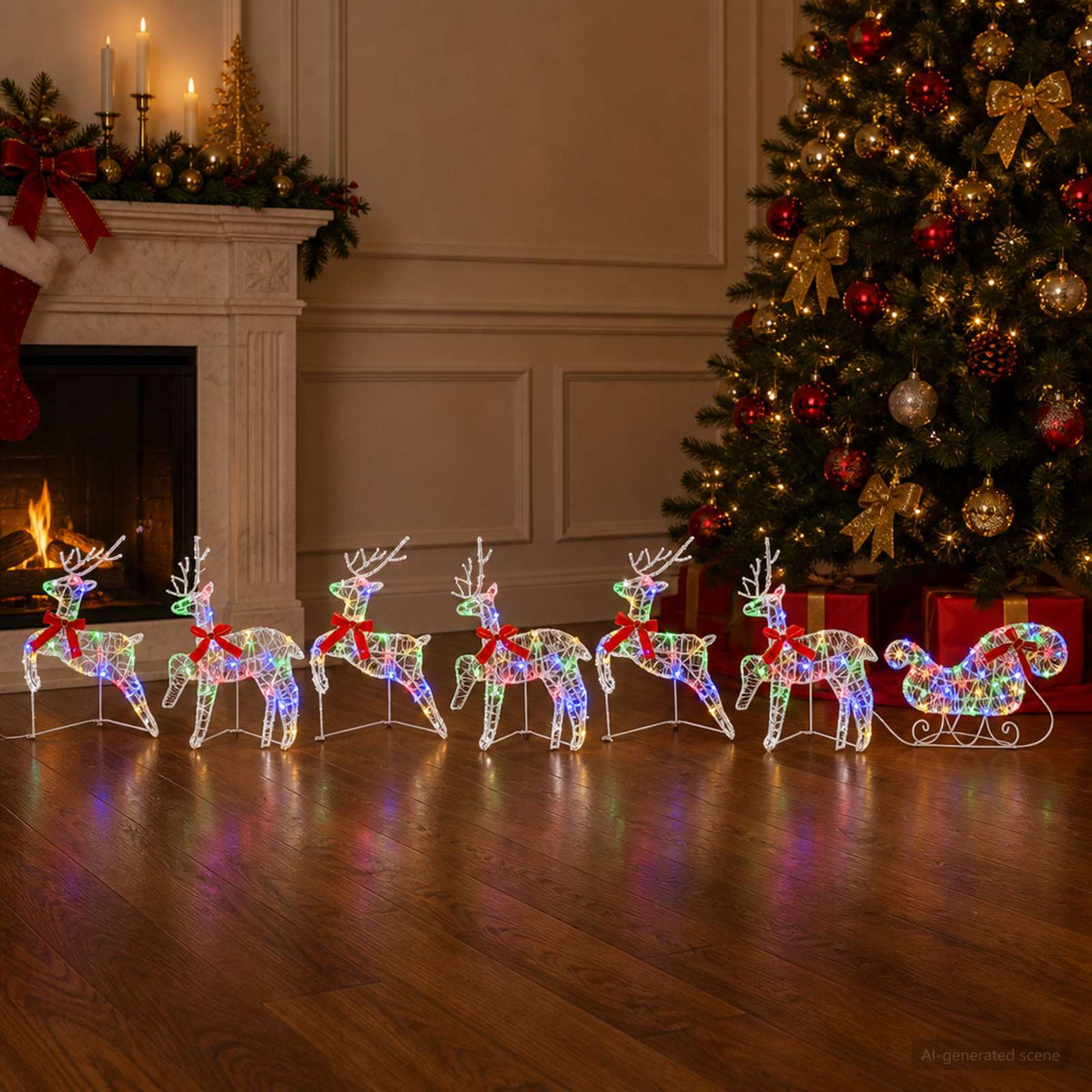 Božićni sob sa sanjkama 100 LED lampica
