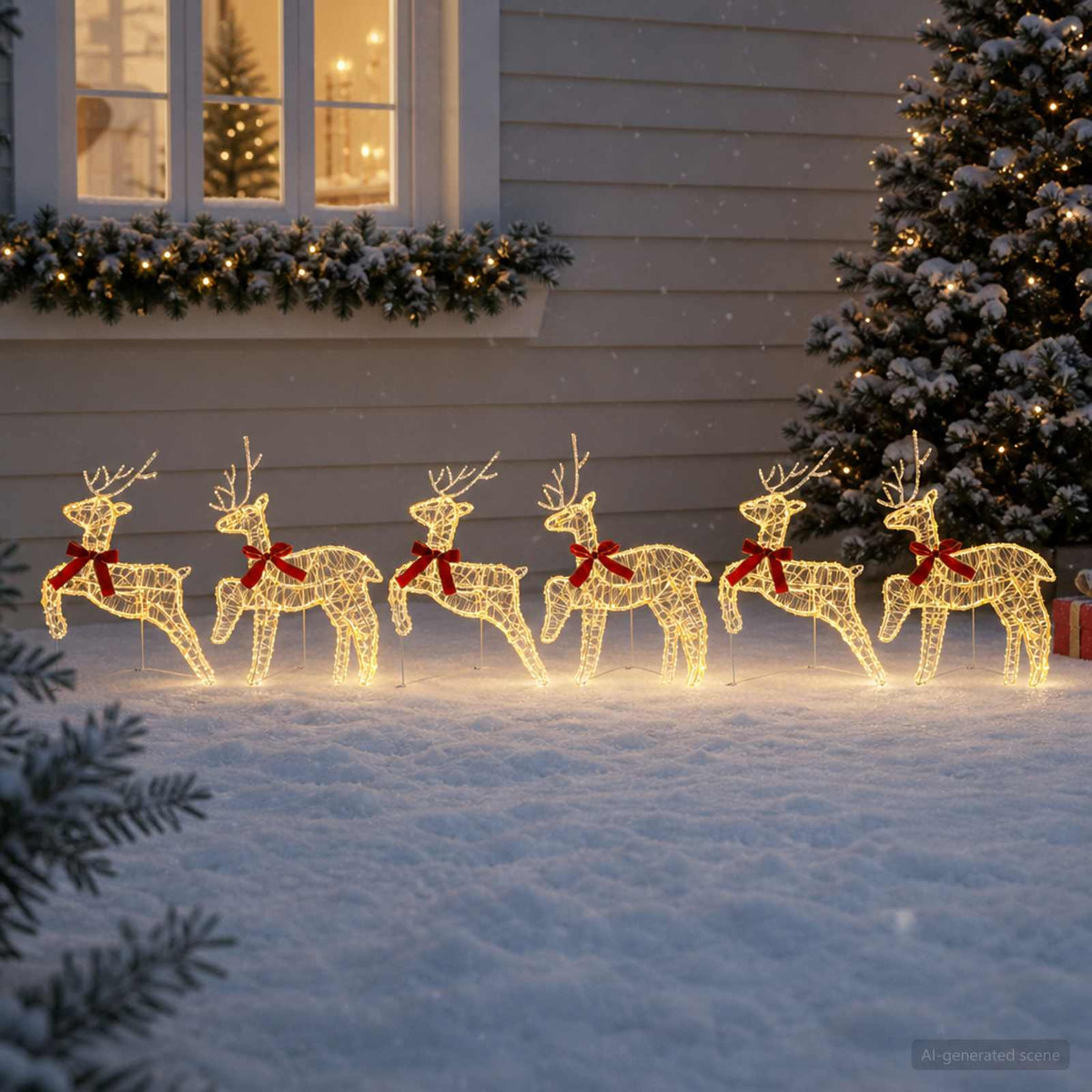 Božićni irvas 6 kom. 80 LED lampica Topla bijela