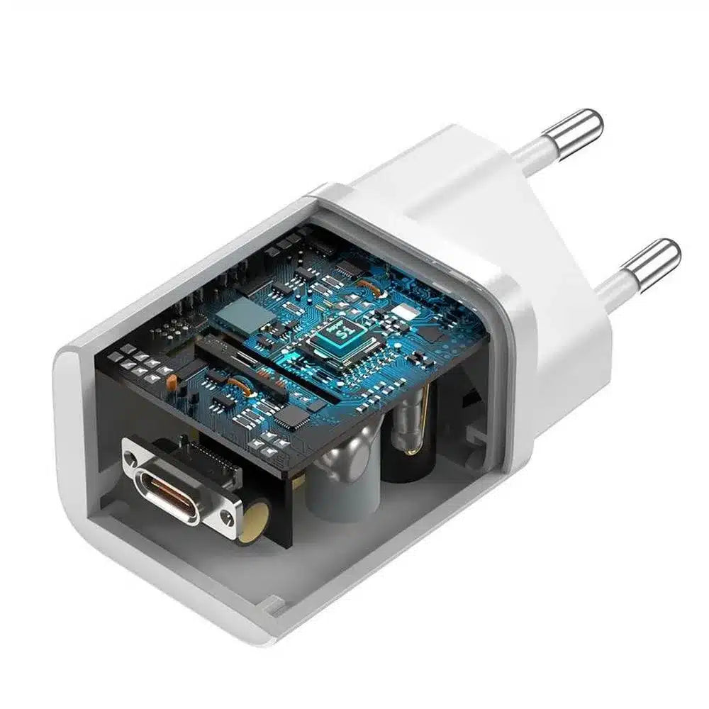 BASEUS zidni punjač tipa C Quick Charger 1C PD 25W bijeli CCSP020102/CCCJG25CE