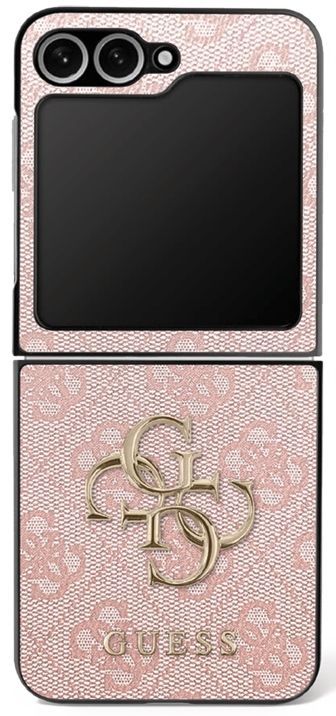 GUESS maskica za SAMSUNG GALAXY Z Flip7 (PU koža 4G metalni logo) roza