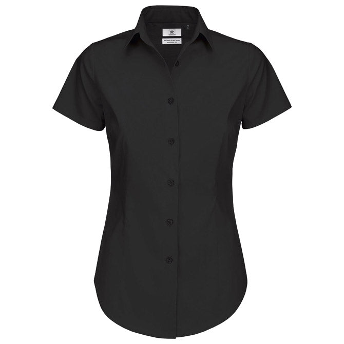 KOŠULJA ŽENSKA KRATKI RUKAVI B&C BLACK TIE 135G CRNA S-EOL!!