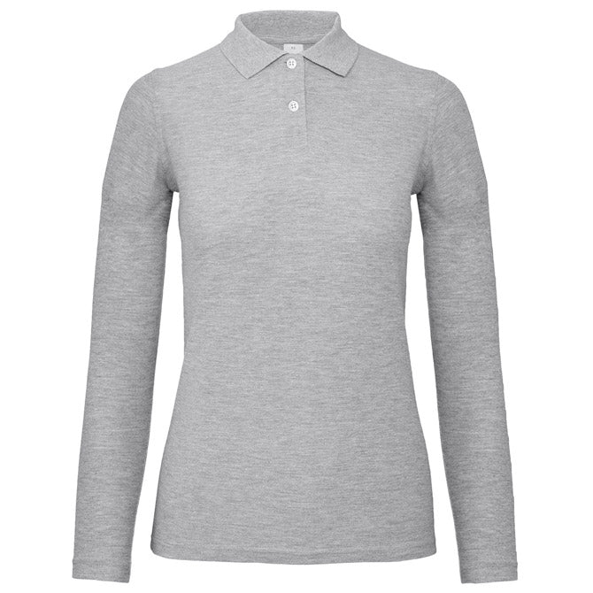 MAJICA DOLGI ROKAVI POLO B&C ID.001 LSL/ŽENSKE 180G SVETLO SIVA S