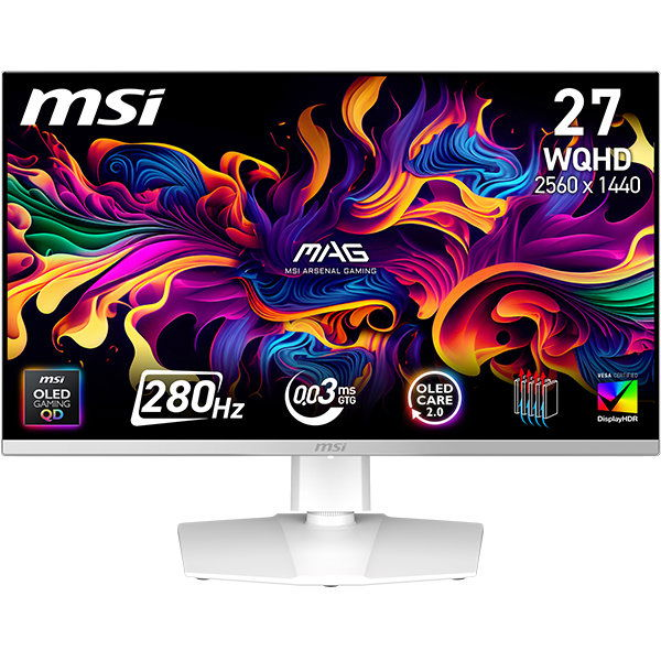 MSI MAG 272QPW QD-OLED X28 računalni monitor 67,3 cm (26.5") 2560 x 1440 pikseli Wide Quad HD Bijelo