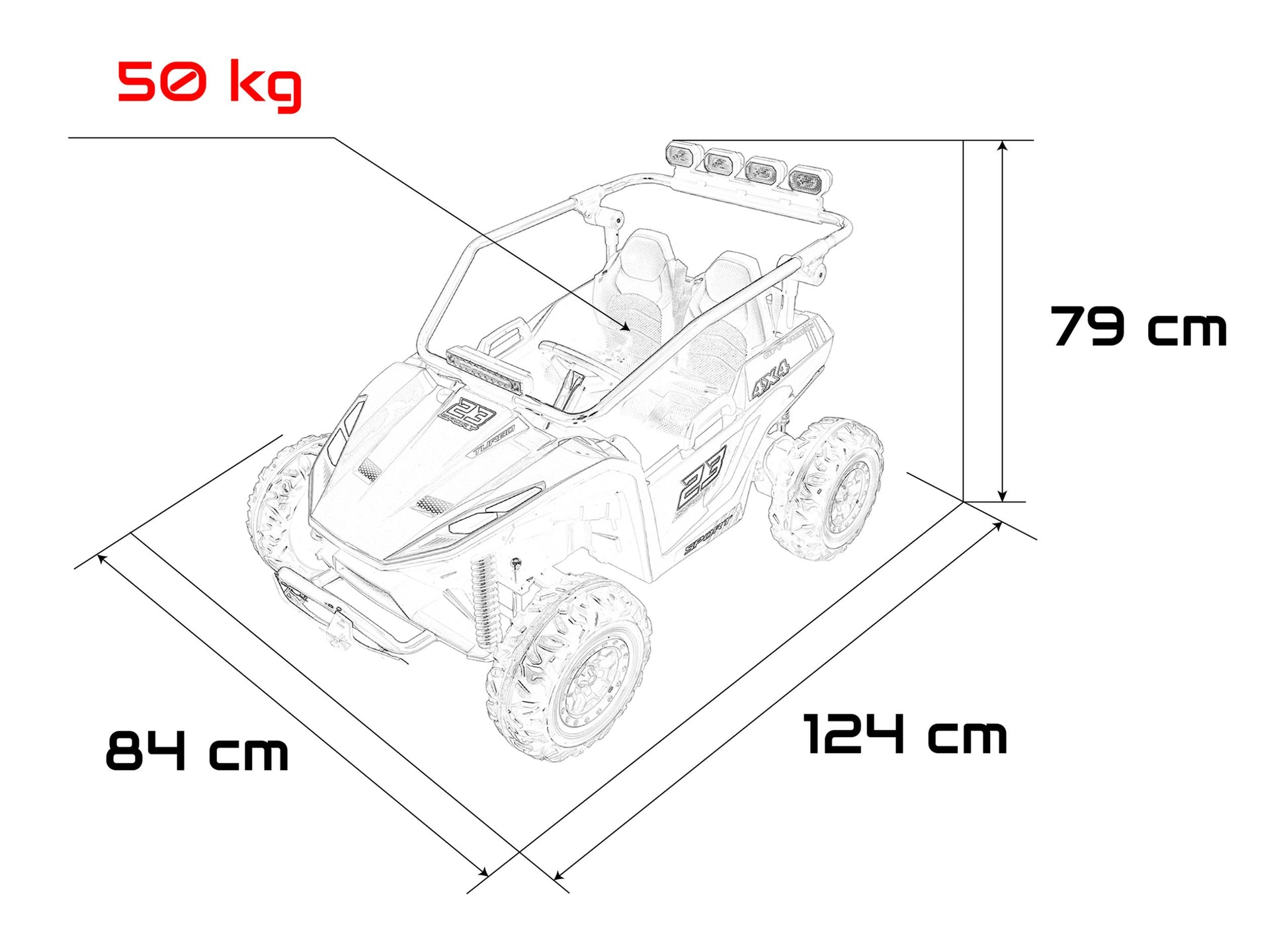 Buggy na akumulator 4x4 TURBO 23 - dvosjed - crveni
