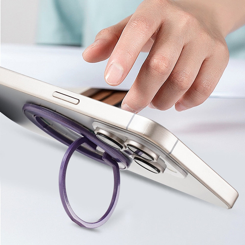 Techsuit – MagSafe telefonski prsten (MPR2) – Okrugli oblik- aluminijska legura – Srebrna/ružičasta