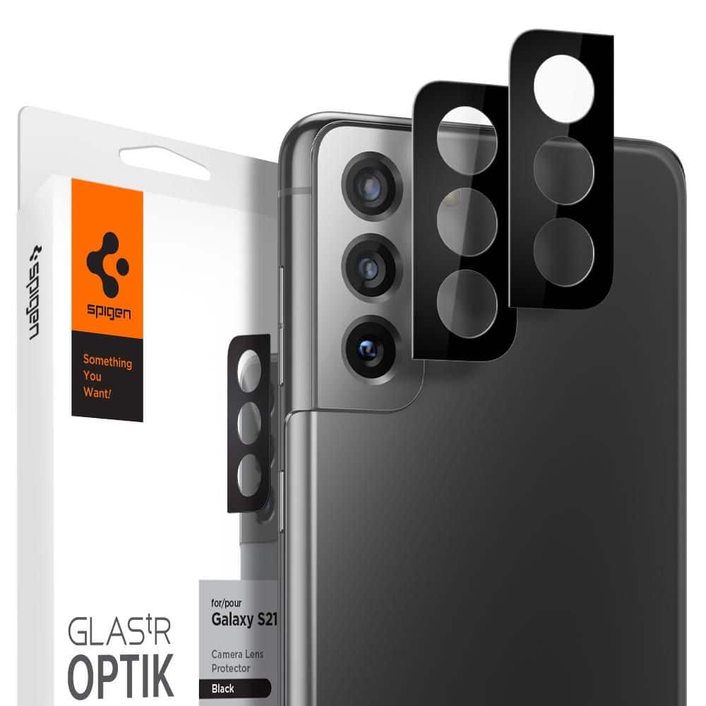 SPIGEN OPTIK.TR KALJENO STAKLO 2-KOM ZA LEĆU KAMERE SAMSUNG GALAXY S21 CRNO