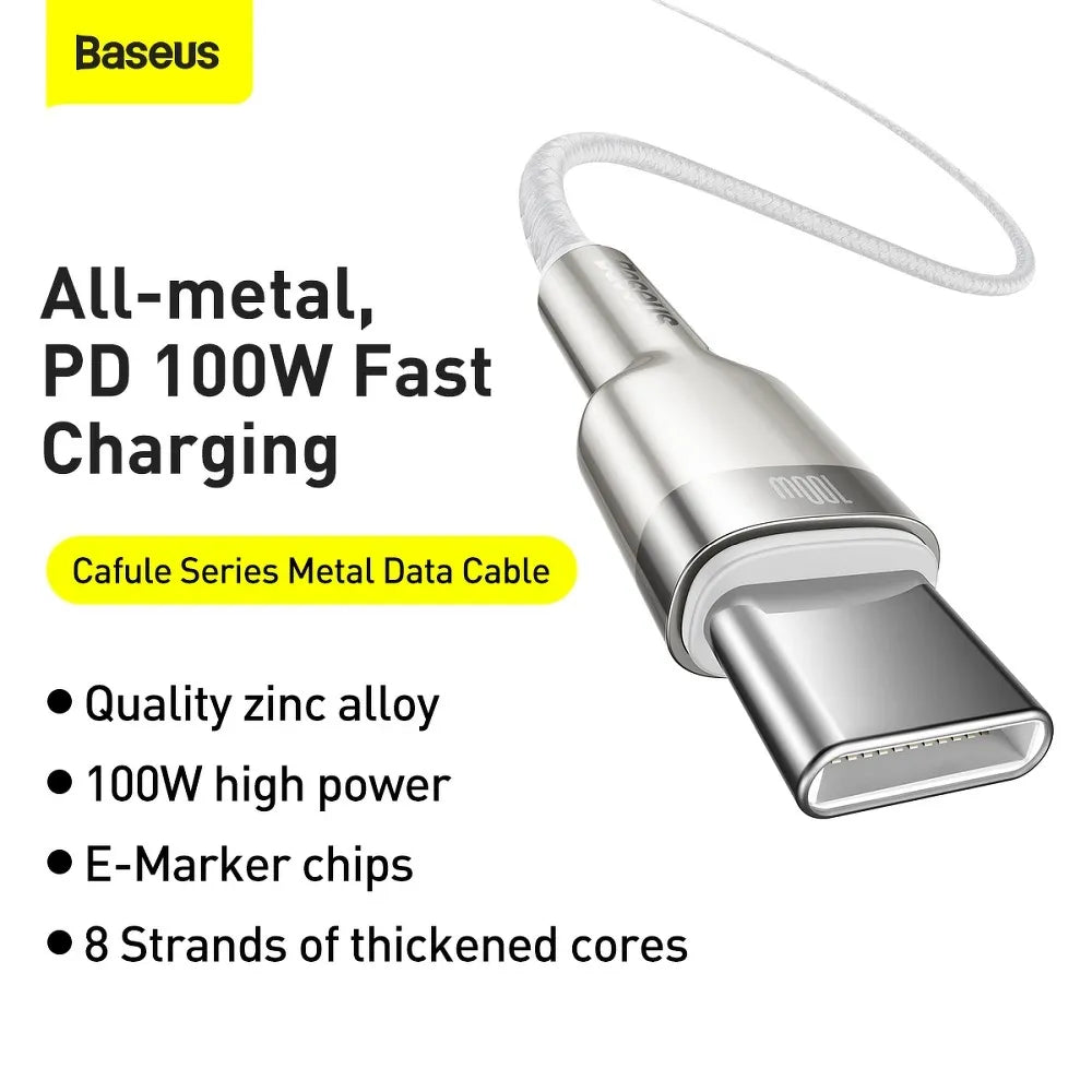 BASEUS kabel Type- C do Type- C PD100W Metalni kabel CATJK-D02 2m bijeli