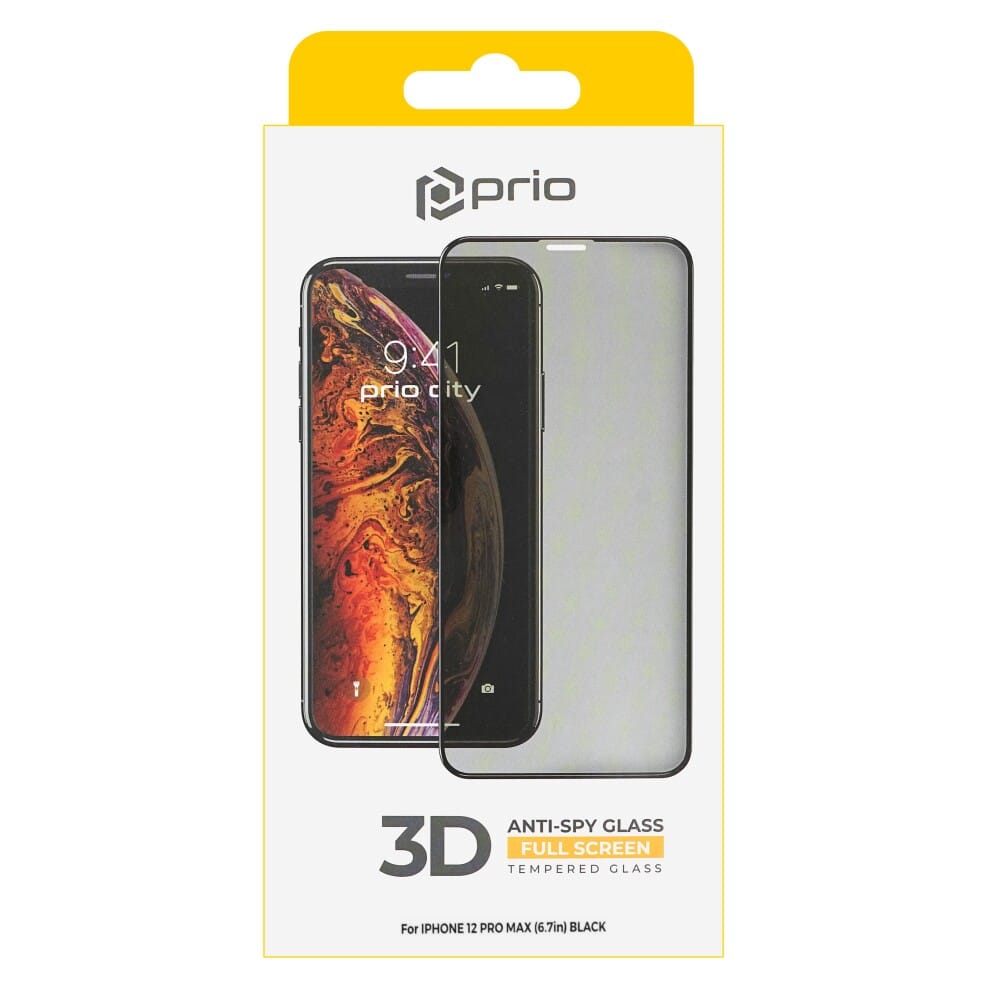 Prio 3D Anti-Spy kaljeno staklo za iPhone 12 Pro Max crno